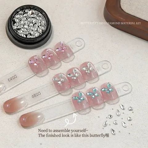 K9 Kristallen Vlinder Nagelkunst Strass Kit Gemengde 3D Glitter Horse Eye Hart Nageldecoraties Met Stalen Kralen Voor DIY