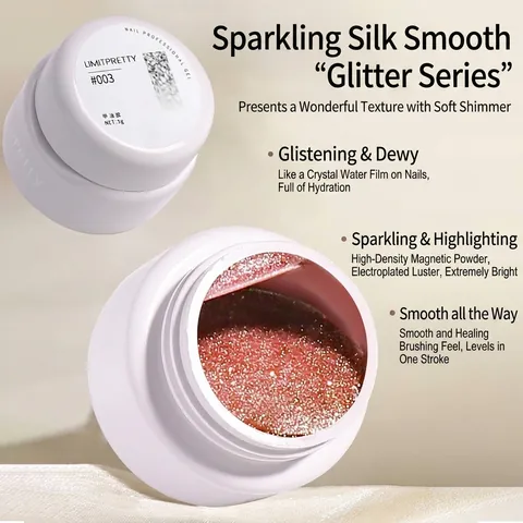 Limitpretty High Density Glitter Nail Gel Polish Canned Sparkling Platinum Sequin Painting Liner Gel For Nail Art Salon DIY Women