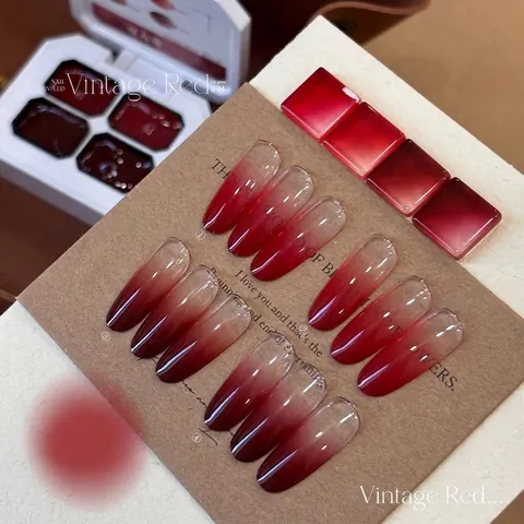 Vintage Red Gradient Nail Gel Polish High Saturation Solid Creamy Painting UV LED Soak Off Wine Red Cherry Red Nail Art Gel