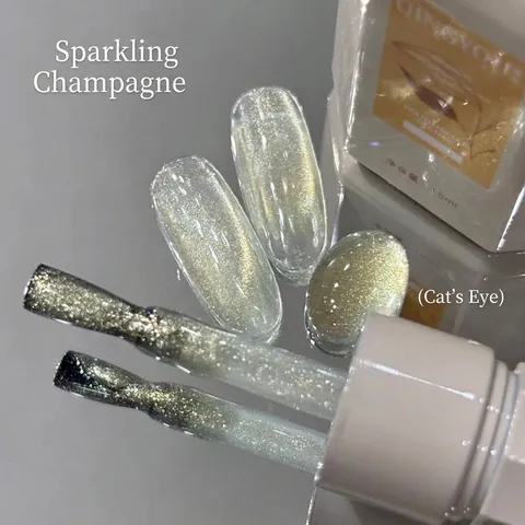 Glinsterende Champagne Kattenoog Gel Nagellack Hoogglans Kristal Magnetische Glitter UV LED Soak Off Nagelkunst Lak Voor Vrouwen
