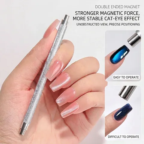 Double Ended Nail Art Cat Eye Magnet Stick Tool For Gel Polish Styling Professional Strong Magnetic Manicure Accessory Aluminum Handle