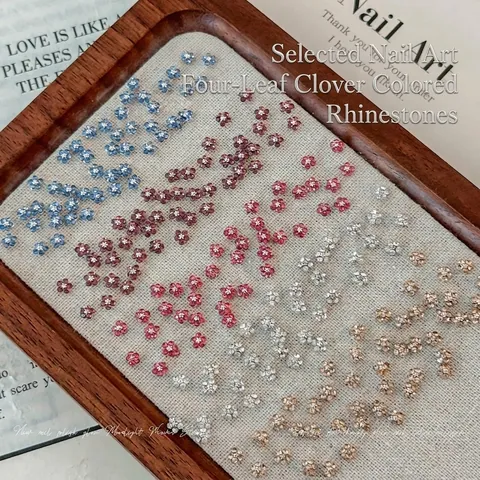 3D Metaal Klaver Bloem Nagelkunst Strass Legering Glinsterend Nagel Charms Voor DIY Manicure Decoratie Meerdere Kleuren