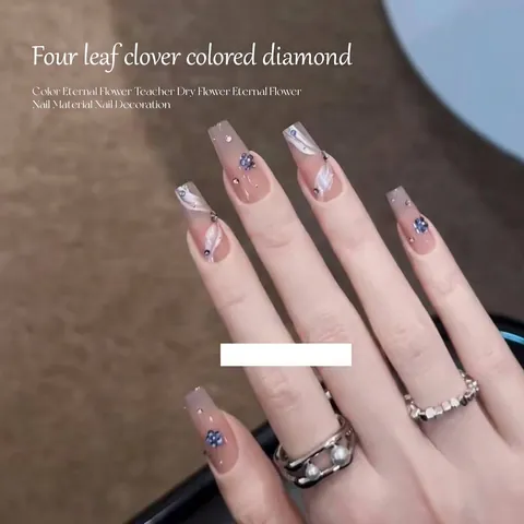 3D Metaal Klaver Bloem Nagelkunst Strass Legering Glinsterend Nagel Charms Voor DIY Manicure Decoratie Meerdere Kleuren