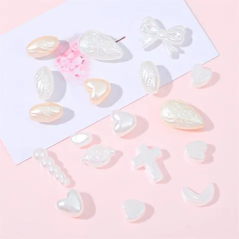 ABS Artificial Pearl Beads Mixed Shapes Heart Water Drop Bowknot Cross DIY Jewelry Making Loose Beads For Handmade Bracelet Earring Necklace Decor