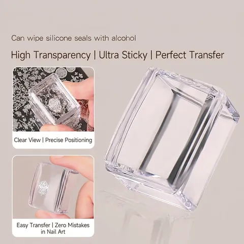 Clear Silicone Nail Art Stamper Small Square Transparent Jelly Nail Stamper for French Polish Transfer DIY Printing Tools
