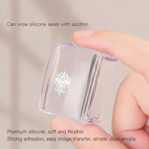 Clear Silicone Nail Art Stamper Small Square Transparent Jelly Nail Stamper for French Polish Transfer DIY Printing Tools