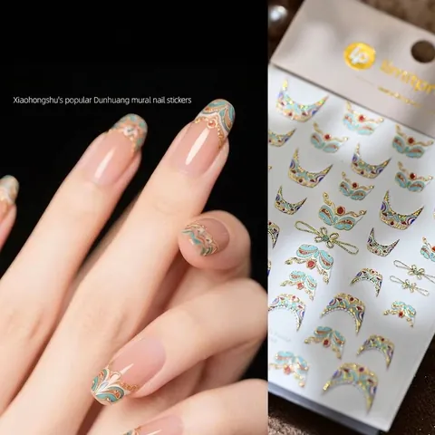 3D Embossed Nail Art Stickers Chinese Style Bronzing Flower French Manicure Decals For Nail Decoration Women Beauty DIY Supplies