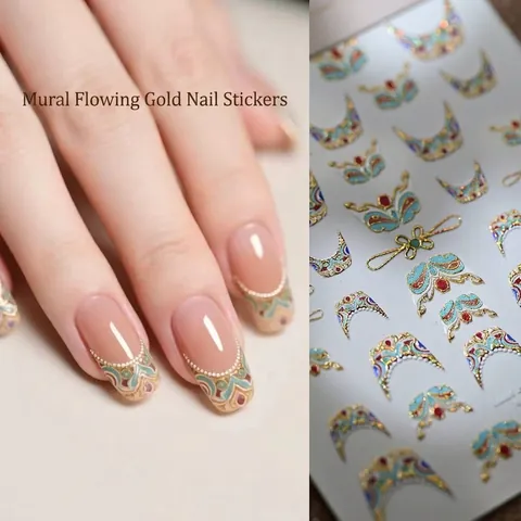 3D Embossed Nail Art Stickers Chinese Style Bronzing Flower French Manicure Decals For Nail Decoration Women Beauty DIY Supplies