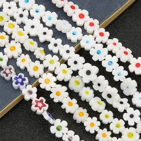 Retro Millefiori Lampwork Plum Blossom Beads Flat Flower Glass Loose Beads For DIY Necklace Bracelet Earring Making Accessory