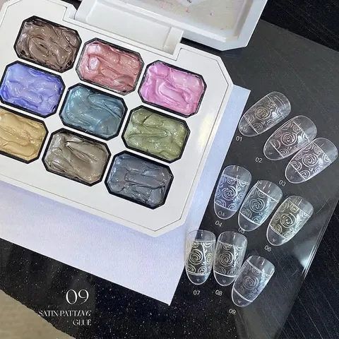 9 Colors Aurora Satin Nail Patting Gel Palette For Gradient Smudge Wash Free High Saturation Metal Texture Nail Art Gel