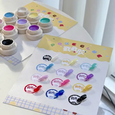 Juego De Gel De Uñas De Pudín De Varios Colores Para Manicura DIY Sin Limpieza Textura Tridimensional Gel De Relieve Para Mujeres