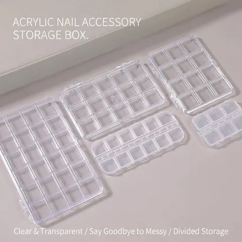 Clear Plastic Multi-Compartment Storage Box Transparent Grid Organizer For Nail Art Jewelry Beads Crafts Small Items Case