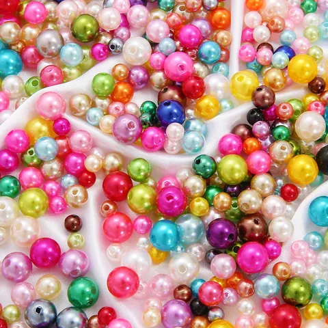 High Luster ABS Imitation Pearl Round Beads Straight Hole Round Loose Beads For DIY Jewelry Making Bracelet Necklace Earring Material