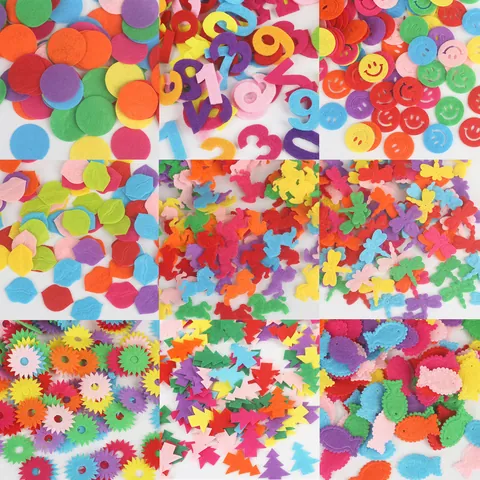 Veelkleurige Vilt Vormen DIY Handgemaakte Craft Patchwork Voor Kleding Tas Sieraden Accessoires Bloem Ster Hart Cirkel Decor