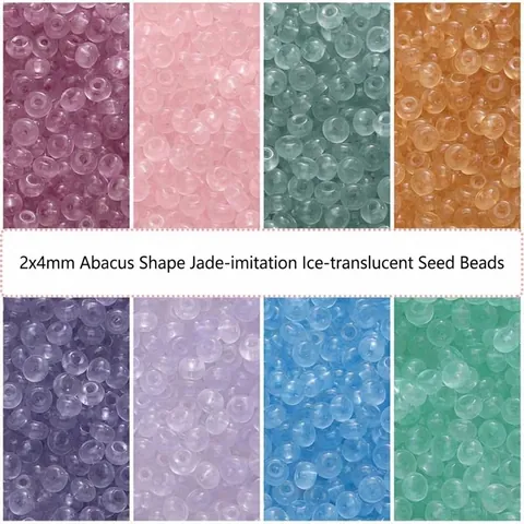 Ice-Through Faux Jade Glass Seed Beads Rondelle Shape Glass Beads For DIY Handmade Bracelet Necklace Jewelry Making Accessory