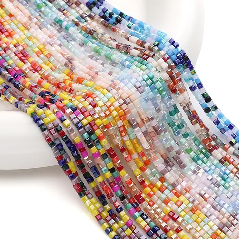 Faceted Glass Square Beads For DIY Jewelry Making Mixed Color Small Glass Beads For Bracelet Necklace Accessories