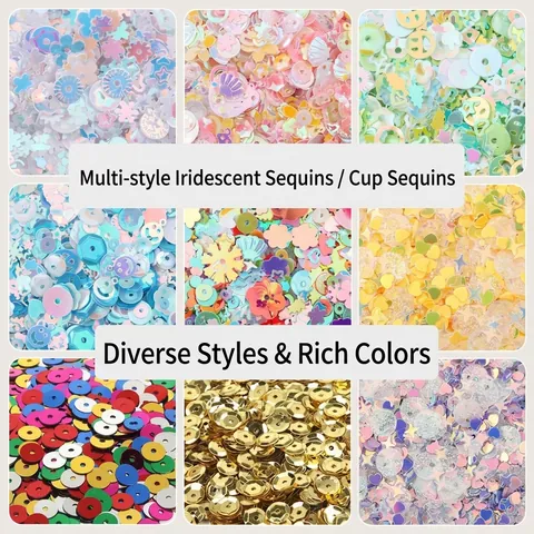 Handmade DIY Plated Sequins Mixed Shapes Flower Star Heart Shell Round Loose Sequins For Apparel Clothing Accessories Stage Costume Decor