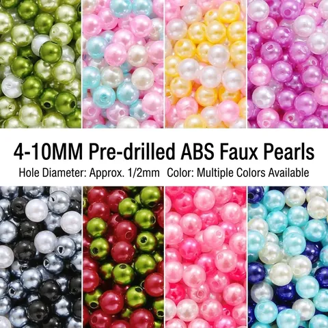 High Luster ABS Imitation Pearl Round Beads Straight Hole Round Loose Beads For DIY Jewelry Making Bracelet Necklace Earring Material