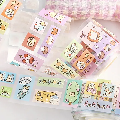 NOTE FOR Daze Diary Writable Die-Cut Washi Tape Cute Cartoon Animal Mood Pattern DIY Journal Scrapbooking Masking Tape