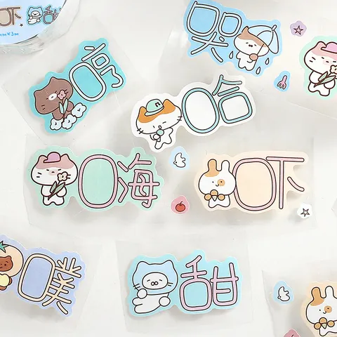 NOTE FOR Daze Diary Writable Die-Cut Washi Tape Cute Cartoon Animal Mood Pattern DIY Journal Scrapbooking Masking Tape