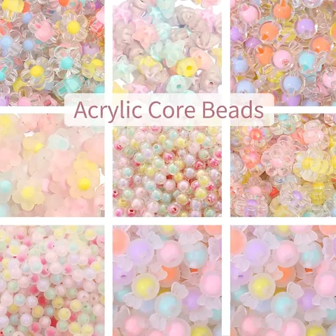 Acrylic Transparent Frosted Round Candy Heart Beads For DIY Jewelry Making Bracelets Necklaces Mixed Colors Craft Accessories