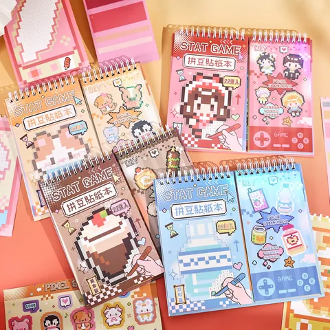 Retro Game Console Pixel Art Sticker Book DIY Scrapbooking Notebook For Kids Students Journaling Supplies Cute Cartoon Decorative Stationery
