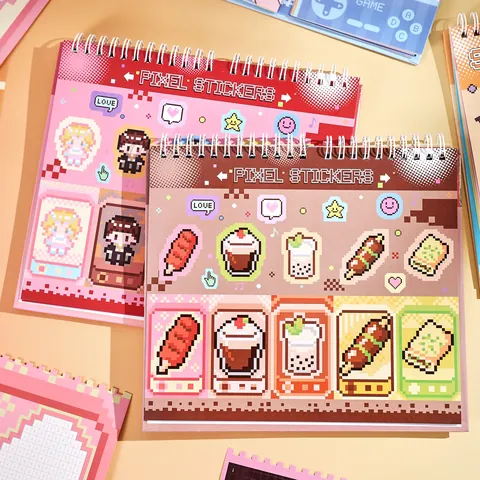Retro Game Console Pixel Art Sticker Book DIY Scrapbooking Notebook For Kids Students Journaling Supplies Cute Cartoon Decorative Stationery