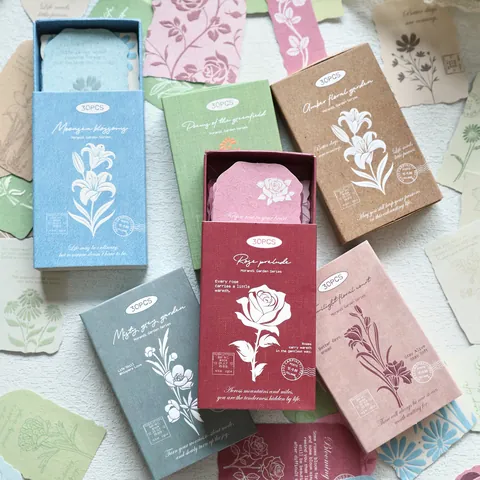 Autocollants Vintage Série Morandi Garden Relief Typographique Autocollants Décoratifs Floraux pour Scrapbooking Matériel Journal