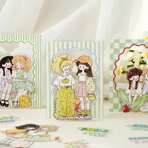 Etori Sweet Reverie Series PET Decorative Border Stickers Waterproof Transparent Cartoon Girl DIY Planner Scrapbooking Stickers Pack