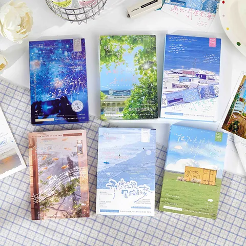Miss Time Literary Landscape Postcards Starry Sea Scenery Decorative Message Card Wall Art Decor Graduation Gift Cardboard