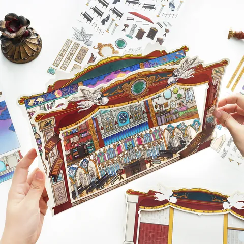 Infeel.Me DIY 3D Flip Scenery Stickers Chinese Western Classical Theme PET Paper Handmade Art Scrapbooking Deco Stickers Kids Gift