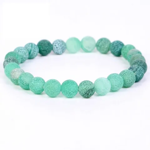 Natural Weathered Stone Beaded Bracelet For Women Men Handmade Dragon Vein Agate Elastic Jewelry Gift Couples Round Bead Bracelets