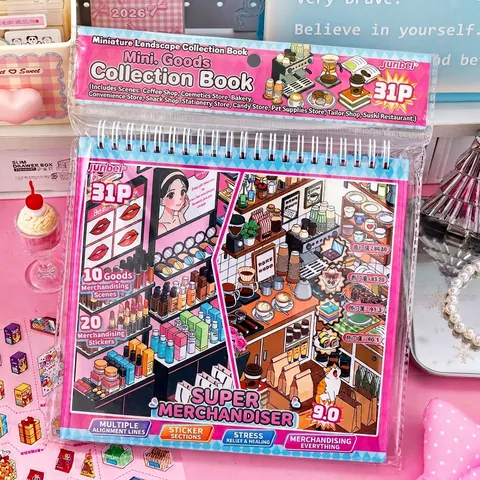 Miniature Landscape Sticker Collection Book Super Cargo Clerk DIY Stress Relief Management Theme Journal Sticker Book For Kids Adults