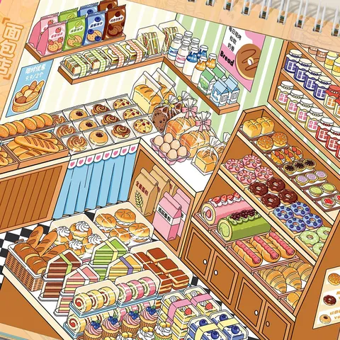 Miniature Landscape Sticker Collection Book Super Cargo Clerk DIY Stress Relief Management Theme Journal Sticker Book For Kids Adults