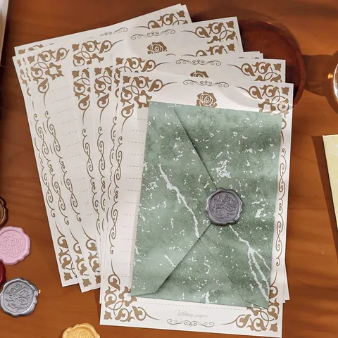 Retro Marmor Textur Vergoldete Briefpapier Set Relief Wachssiegel Umschläge Für Hochzeitseinladung Liebesbrief Grußkarte Schreibpapier
