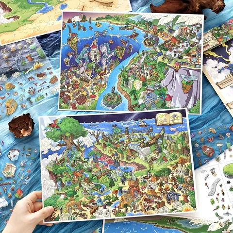 Infeel.Me Large Scenery Stickers PET DIY Fantasy Map Cartoon Landscape Stickers For Scrapbooking Journaling Student Fun Scenery Deco