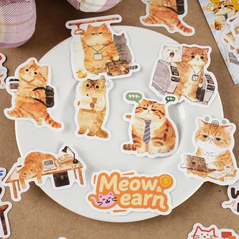 Etori Life Arbeitstagebuch Serie PET Aufkleber Packung Süße Anthropomorphe Tiere Katze Hund Büro DIY Scrapbook Deko Sticker 15STK