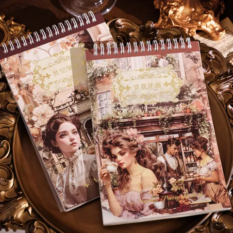 Nostalgic Poetry Series Vintage PET Washi Paper Sticker Book European Oil Painting Portrait Scrapbook Deco Material For DIY Journal
