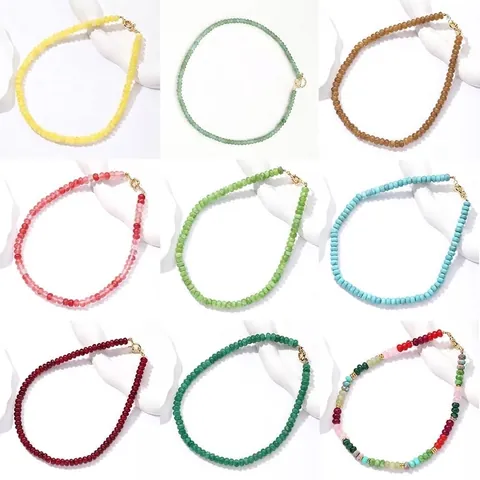Handgemaakte Natuurlijke Halfedelsteen Kralen Ketting Met Koperen Stuurwiel Sluiting 5x8mm Abacus Kraal Choker Voor Dames Heren Mode Sieraden Cadeau