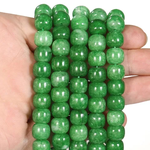 Natural Stone Barrel Beads Green Jade Amazonite Rhodochrosite Old Style Loose Beads For Jewelry Making DIY Crafts Bracelet Necklace Accessories