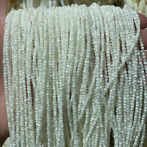 Cuentas Redondas de Concha Natural Brillante para Hacer Joyas DIY Accesorios de Artesanía Hechos a Mano Blanco Iridiscente Cuentas Sueltas Pequeñas