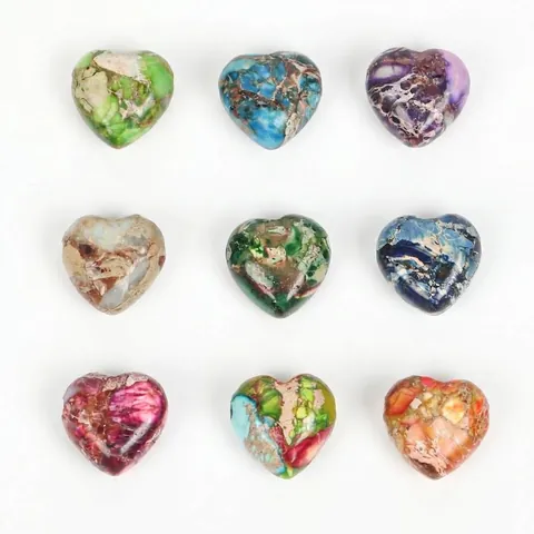 Heart Shape Imperial Jasper Stone Beads For DIY Jewelry Making Cross Hole Loose Beads For Bracelet Necklace Earrings Accessory