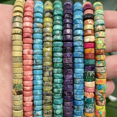 6x3mm Natural Stone Spacer Beads Round Flat Heishi Beads For DIY Jewelry Making Bracelet Necklace Findings Imperial Jasper Purple Mica Beads