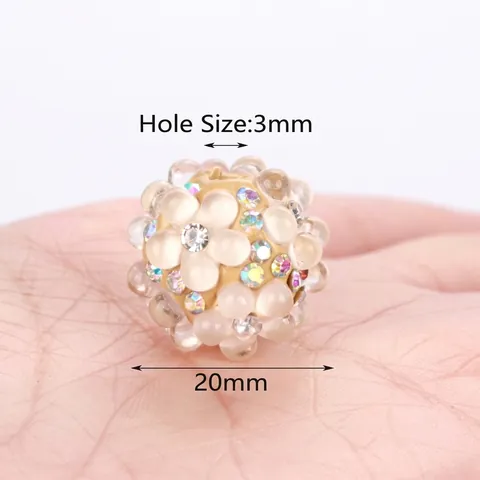 Colorful Polymer Clay Bubble Beads Rhinestone Round Floral Beads For DIY Jewelry Making Necklace Accessories Women