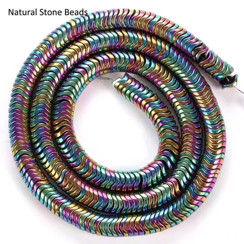 6mm Wave Shaped Spacer Beads Hematite Natural Stone DIY Jewelry Making Findings Electroplated Glossy Matte Color Stone Beads