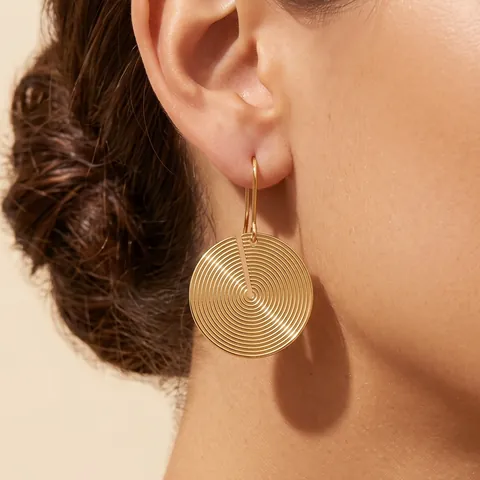 Bohemian Spiral Round Stainless Steel Drop Earrings For Women Vintage Minimalist Gold Silver Plated Geometric Hook Earrings Fashion Jewelry