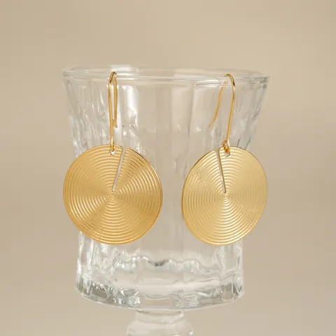 Bohemian Spiral Round Stainless Steel Drop Earrings For Women Vintage Minimalist Gold Silver Plated Geometric Hook Earrings Fashion Jewelry