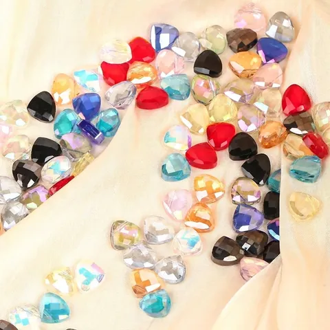Triangle Faceted Artificial Crystal Beads Side Hole Glass Spacer Beads For DIY Jewelry Making Necklaces Bracelets Accessory