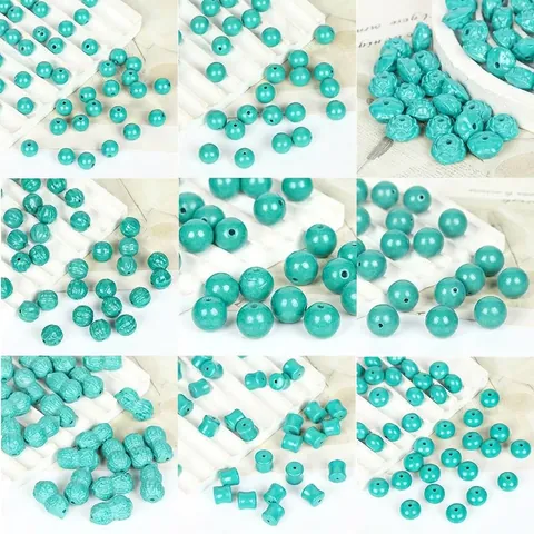 Synthetic Turquoise Loose Beads For DIY Jewelry Making Polished Stone Beads Pumpkin Rose Barrel Peanut Shape Beaded Accessories