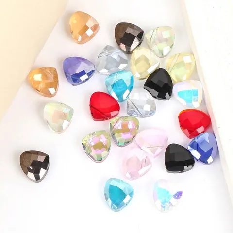 Triangle Faceted Artificial Crystal Beads Side Hole Glass Spacer Beads For DIY Jewelry Making Necklaces Bracelets Accessory